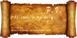 Pázmán Virág névjegykártya